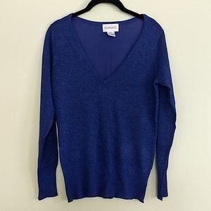 Blue Sparkly V-neck Sweater